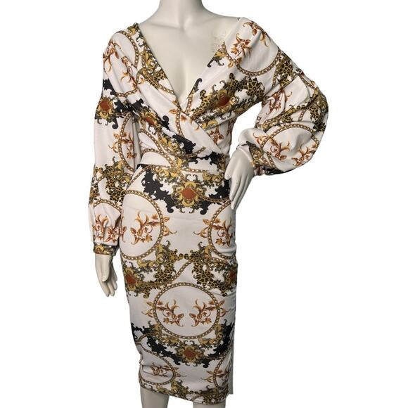 Boohoo Chain Print Midi Bodycon Dress 6 - Picture 2 of 16